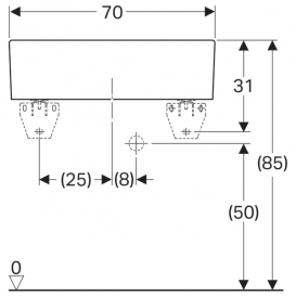 Универсальная раковина Geberit Publica с переливом огнеупорная глина белый 361370000