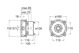Универсальный монтажный блок для встраиваемых смесителей для ванны или душа Roca Box A525869403