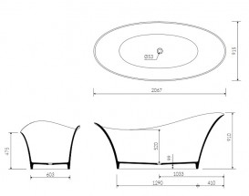 Ванна из искусственного камня Marmorin Alice ІІ 206,7х91,5 см отдельностоящая белый P 551 210 020 010