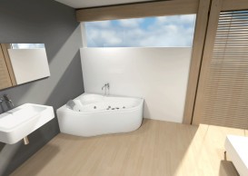 Ванна аэро- и гидромассажная акриловая PoolSpa  Leda 150х100 L левая система Economy 2 белый PHAE510SO2C0000