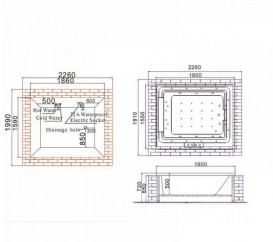 Ванна аэро- и гидромассажная акриловая Golston 190х155 встраиваемая белый G-U3601