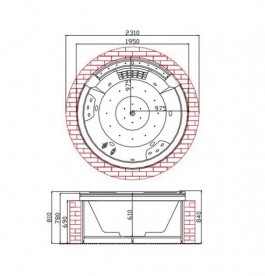 Ванна аэро- и гидромассажная акриловая Golston 195х195 встраиваемая белый G-U2603А