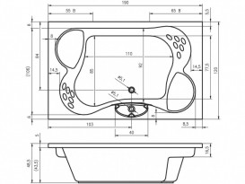 Ванна аеро- і гідромасажна акрилова Riho Claudia 190х120 см білий BZ420055CSH1700