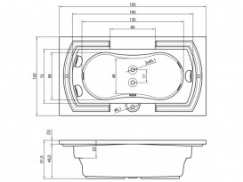 Ванна аеро- і гідромасажна акрилова Riho Lisette 195х105 см білий BZ1400554SV1610