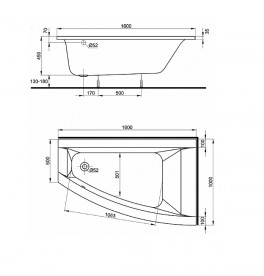 Ванна акрилова асиметрична Kolo Clarissa 160х100 правобічна XWA0860000