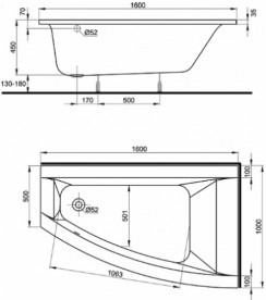 Ванна акрилова асиметрична Kolo Clarissa 160х100 левосторонняя XWA0861000