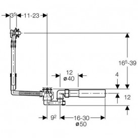 Ванна акриловая асимметричная Kolo коллекция Spring 170х100х46.5 + Ножки SN7 + Сифон Geberit левосторонняя XWA307100G
