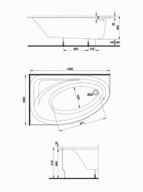 Ванна акрилова асиметрична Kolo колекція Spring 160х100х46.5 + Ніжки SN7 + Сифон Geberit левосторонняя XWA306100G