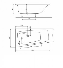 Ванна акриловая асимметричная Kolo Split 150х80 левосторонняя XWA1651000