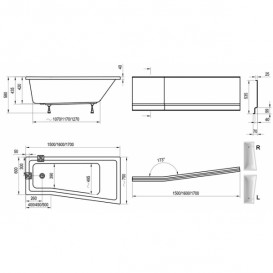 Ванна акриловая асимметричная Ravak Be Happy II 150x75 R правая белая C991000000