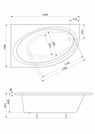 Ванна акриловая асимметричная Roca Orbita 160x100 см с ножками левая белый A24T217000