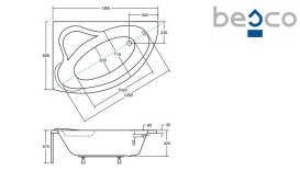 Ванна акрилова Besco Ada 140х90 см лівостороння глянсовий білий #WAA-140-NL