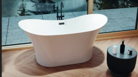 Ванна акриловая Besco Amber 170х80 см с сифоном клик-клак хром глянцевый белый #WAS-170-AB