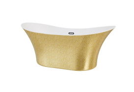 Ванна акриловая Besco Amber 170х80 см с сифоном хром золото/глянцевый белый #WA-170-AZL