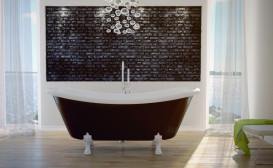 Ванна акриловая Besco Amelia 190х77 см белые ножки глянцевый черный/глянцевый белый AM190-BWBI-O