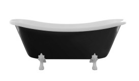 Ванна акриловая Besco Amelia 190х77 см ножки золото глянцевый черный/глянцевый белый AM190-BWZL-O