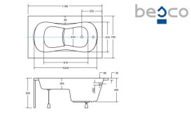 Ванна акрилова Besco Aria 120х70 см білий глянсовий #WAR-120-PA