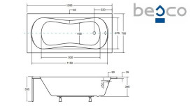 Ванна акриловая Besco Aria 130х70 см глянцевый белый #WAA-130-PA