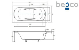 Ванна акриловая Besco Aria 170х70 см с ручками глянцевый белый #WAA-170-PU