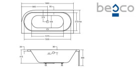 Ванна акриловая Besco Avita 170х75 см левосторонняя глянцевый белый #WAV-170-NL