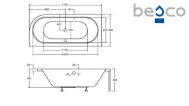 Ванна акриловая Besco Avita 180х80 см левосторонняя глянцевый белый #WAV-180-NL