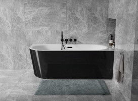 Ванна акриловая Besco Avita A-Line 170х75 см правосторонняя черный матовый/глянцевый белый #WAA-17AMPZS