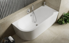 Ванна акриловая Besco Avita A-Line правая 160х75 см с сифоном золото глянцевый белый #WAA-160APZN