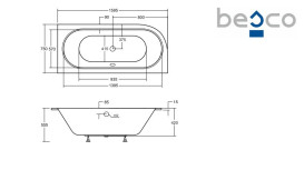 Ванна акриловая Besco Avita Slim 160х75 см правосторонняя глянцевый белый #WAV-160-NPS