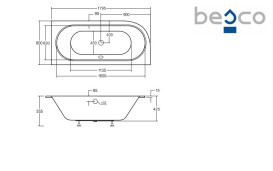 Ванна акрилова Besco Avita Slim 180х80 см правостороння глянсовий білий #WAV-180-NPS