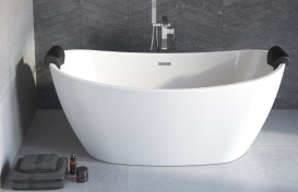 Ванна акриловая Besco Ayla 170х80 см с сифоном клик-клак хром глянцевый белый #WAS-170-A