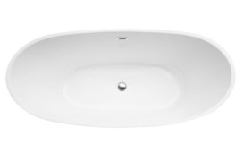 Ванна акрилова Besco Ayla 170х80 см із сифоном хром матовий чорний/глянцевий білий #WAS-170AM