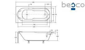 Ванна акриловая Besco Bona 140х70 см глянцевый белый #WAB-140-PK