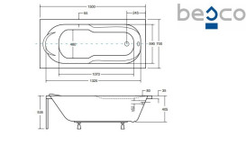 Ванна акриловая Besco Bona 150х70 см глянцевый белый #WAB-150-PK