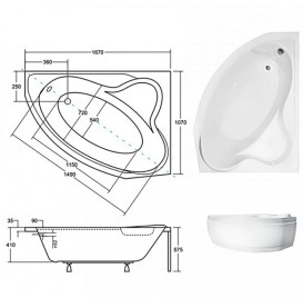 Ванна акриловая Besco Delfina 166х107 см правосторонняя глянцевый белый #WAD-166-NP