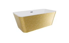 Ванна акриловая Besco Evita Glam 160х80 см с сифоном оружейный металл золото/глянцевый белый #WA-160-EZG