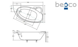 Ванна акрилова Besco Finezja Nova 140х95 см правостороння глянсовий білий #WAF-140-NP