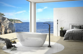 Ванна акриловая Besco Goya 142х62 см с сифоном клик-клак хром глянцевый белый #WMD-140-G