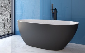 Ванна акрилова Besco Goya 170х72 см із сифоном клік-клак хром чорний матовий/глянцевий білий #WMMC-170G