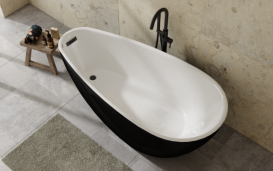 Ванна акриловая Besco Goya A-Line 170х80 см с белым сифоном глянцевый черный/глянцевый белый #WAS-170GBBI