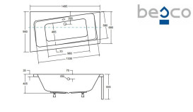 Ванна акриловая Besco Infinity 150х90 см левосторонняя глянцевый белый #WAI-150-NL