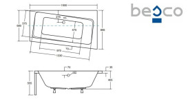 Ванна акриловая Besco Infinity 150х90 см правосторонняя глянцевый белый #WAI-150-NP