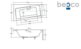 Ванна акриловая Besco Infinity 160х100 см левосторонняя глянцевый белый #WAI-160-NL