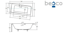 Ванна акриловая Besco Infinity 160х100 см правосторонняя глянцевый белый #WAI-160-NP