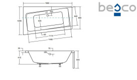 Ванна акриловая Besco Infinity 170х110 см левосторонняя глянцевый белый #WAI-170-NL