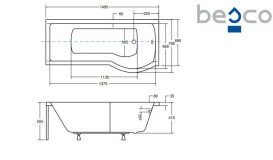 Ванна акриловая Besco Inspiro 150х70 см правосторонняя глянцевый белый #WAI-150-NPR