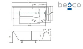Ванна акриловая Besco Inspiro 160х70 см правосторонняя глянцевый белый #WAI-160-NPR