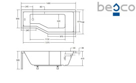 Ванна акриловая Besco Integra 150х75 см правосторонняя глянцевый белый #WAI-150-PP