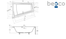 Ванна акриловая Besco Intima Duo 170х125 см левосторонняя глянцевый белый #WAID-170-NL
