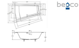 Ванна акриловая Besco Intima Duo Slim 180х125 см левосторонняя глянцевый белый #WAID-180-SL