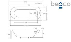 Ванна акриловая Besco Intrica 170х75 см глянцевый белый #WAIN-170-PK